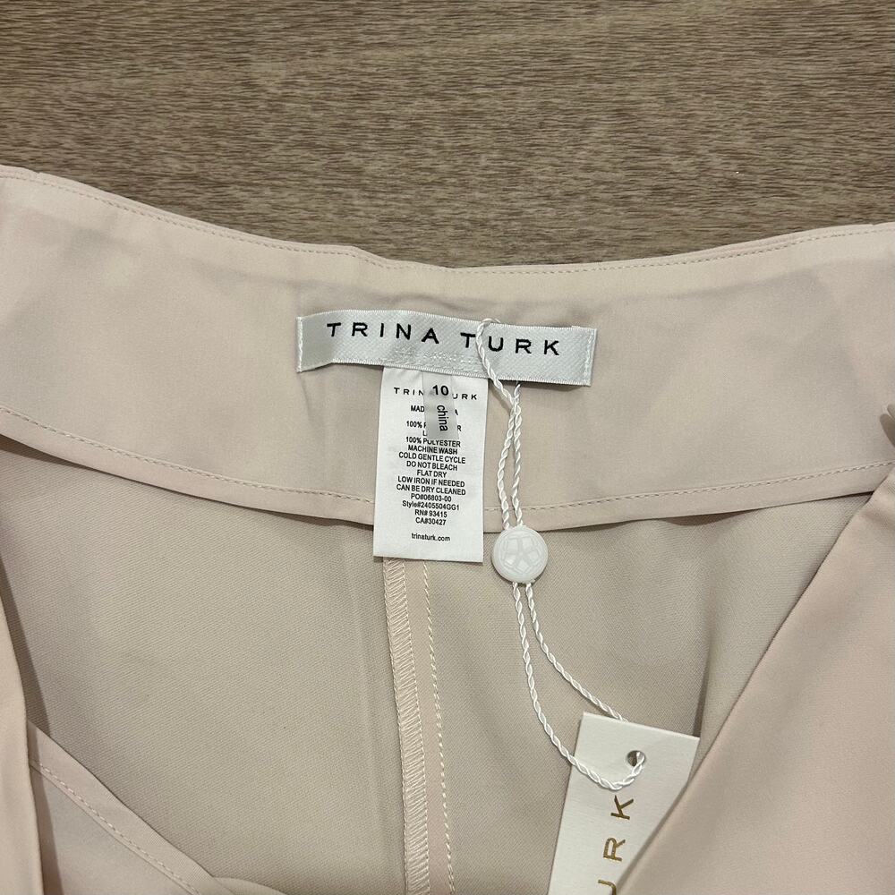 Trina Turk Bahooka Wide Leg Cropped Pant Ecru Size 10 NWT Cuffed Hem - Picture 10 of 15